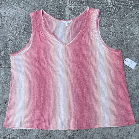 Time and Tru Women Top Blouse Sleeve Less Pink Cotton Top Size XXXL 22 - Picture 1 of 9